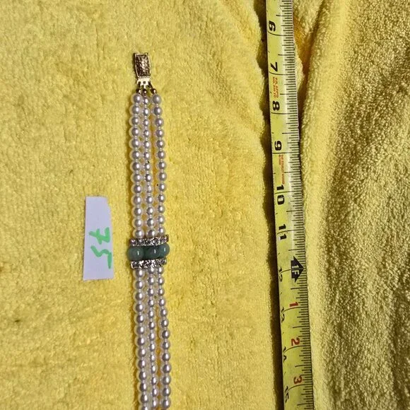50s Vintage Pearls and Nephrite Bracelet [75]